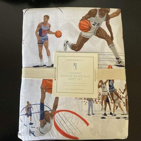 Pottery Barn Kids Other - Pottery Barn Kids Vintage Basketball Player Sheets